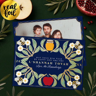 Blue Rosh Hashanah Jewish New Year Floral Photo