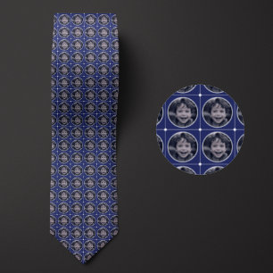 Blue Round 1-Photo Pattern Tie