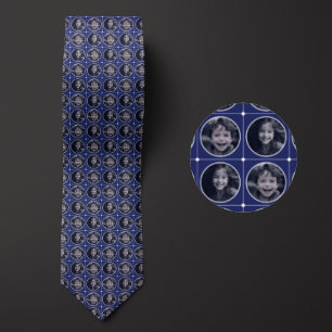 Blue Round 2-Photo Pattern Tie