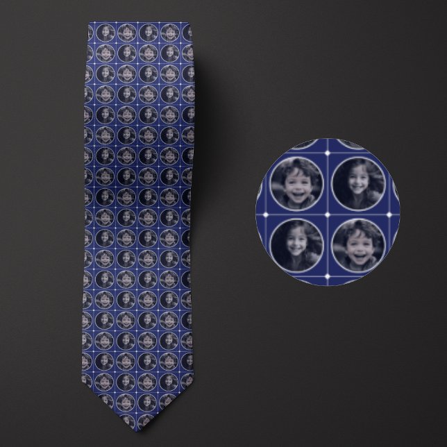 Blue Round 2-Photo Pattern Tie (Creator Uploaded)