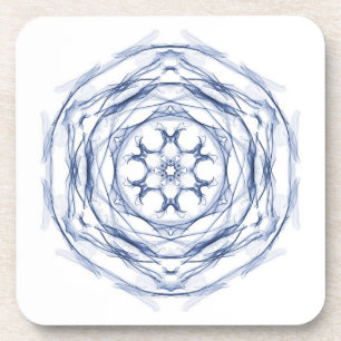 Blue Round Fractal Design Coaster