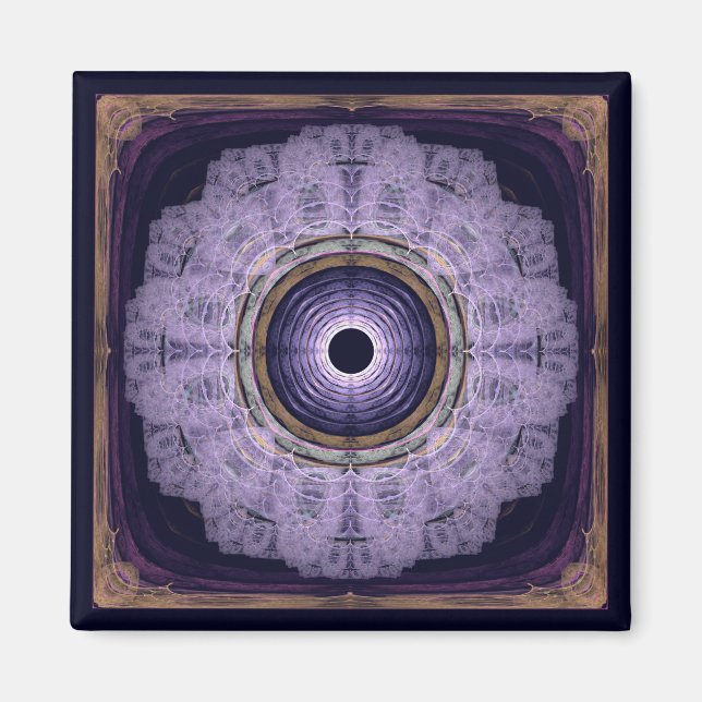 Blue round fractal mandala magnet (Front)