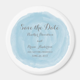Blue Round Watercolor Save the Date Magnet