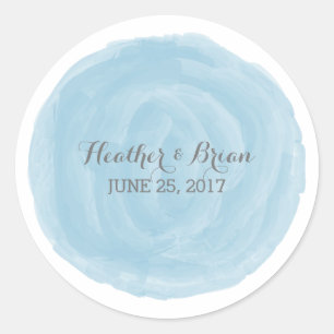 Blue Round Watercolor Wedding Stickers