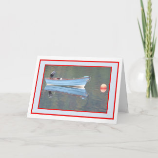 Blue Rowing Boat Greetings Card