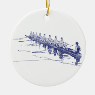 Blue Rowing Rowers Crew Team Water Sports #3 Ceramic Tree Decoration