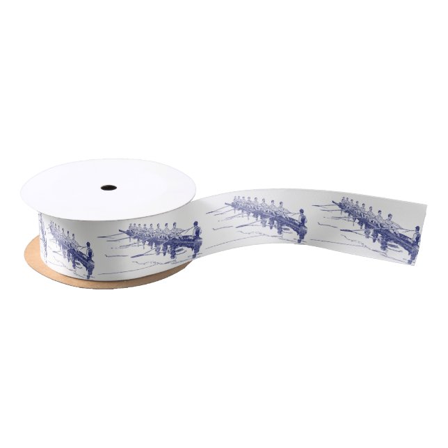 Blue Rowing Rowers Crew Team Water Sports #3 Satin Ribbon (Spool)