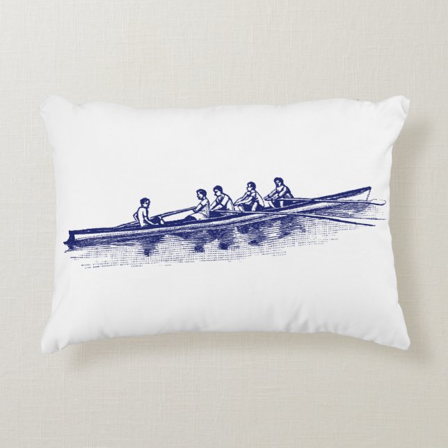 Blue Rowing Rowers Crew Team Water Sports Decorative Cushion (Front)