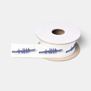 Blue Rowing Rowers Crew Team Water Sports Satin Ribbon