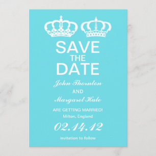 Blue Royal Couple Save the Date Invitation