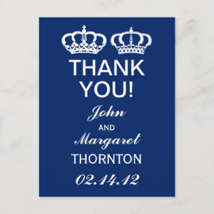 Blue Royal Couple Thank You Postcard
