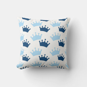 Blue Royal Crowns Fairytale Prince Storybook Decor Cushion