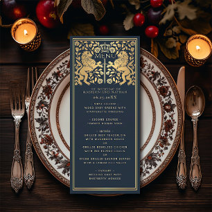 Blue Royal Lion Mediaeval Sword Wedding Flat Menu