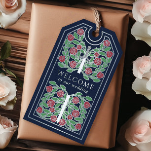 Blue Royal Mediaeval Silver Sword Wedding Welcome Gift Tags