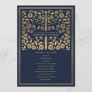 Blue Royal Mediaeval Sword Wedding Program Programme