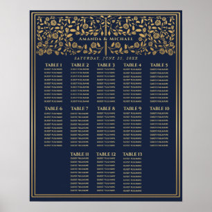 Blue Royal Mediaeval Sword Wedding Seating Chart