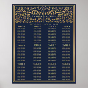 Blue Royal Mediaeval Sword Wedding Seating Chart