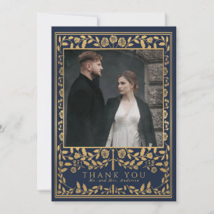 Blue Royal Mediaeval Sword Wedding Thank You Card