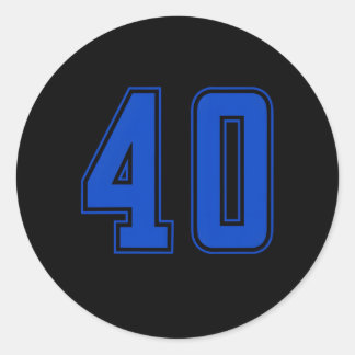 Blue Royal Number 40 Team Junior Sports Numbered U Classic Round Sticker