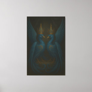 Blue Royal Phoenix Duo · Luxury Canvas Print
