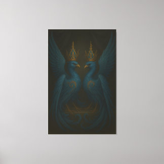Blue Royal Phoenix Duo · Luxury Canvas Print