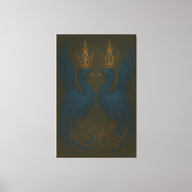 Blue Royal Phoenix Duo · Luxury Canvas Print (Front)