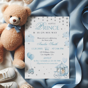 Blue Royal Prince Baby Shower Invitation Carriage