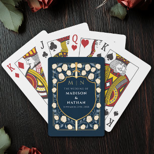 Blue Royal Sword Shield Wedding Favor Playing Cards