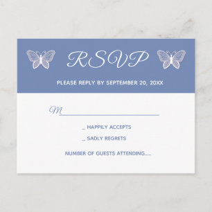 Blue RSVP Butterfly Wedding Butterflies Party Invitation Postcard