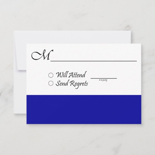 Blue RSVP Card for Wedding or Graduation (Front)