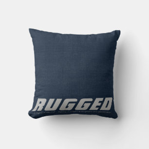 Blue RUGGED tough determined manly Throw Pillow