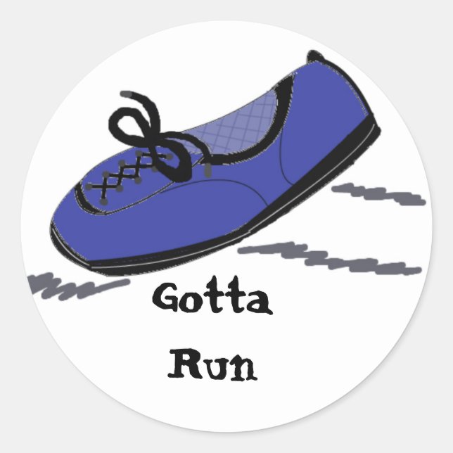 Blue Running Shoe - Gotta Run Classic Round Sticker (Front)