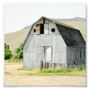 Blue Rural Barn Square Farmhouse Country Photo Print