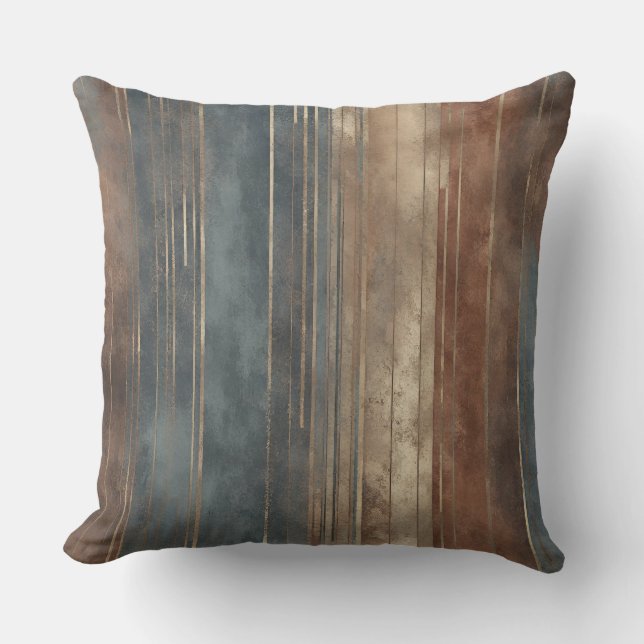 Blue Rust Beige Stripe Cushion (Front)