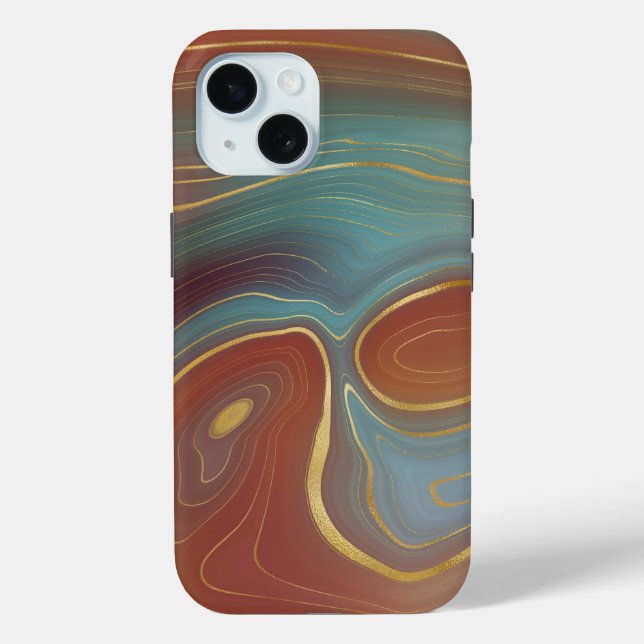 Blue & Rust Marble iPhone & Samsung Phone Cases (Back)