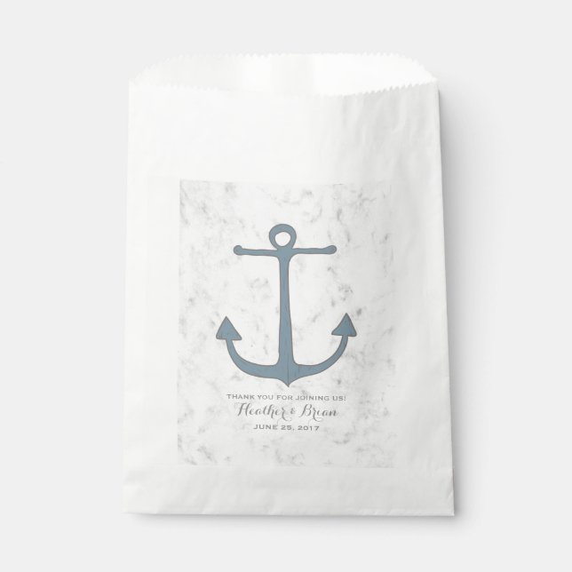 Blue Rustic Anchor Wedding Favour Bags (Front)