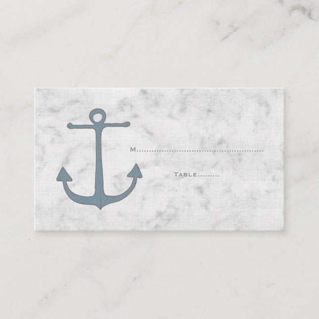 Blue Rustic Anchor Wedding Place Cards (Front)