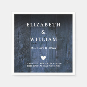 Blue Rustic Boho Barn Wood Country Wedding Napkin