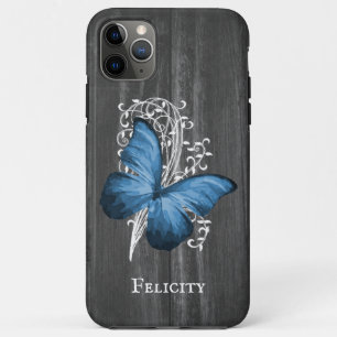 Blue Rustic Butterfly Personalised Case-Mate iPhone Case