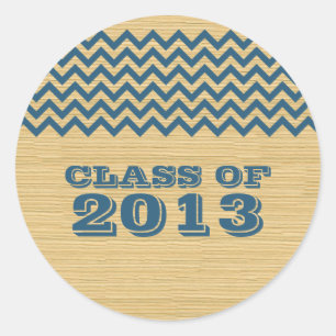 Blue Rustic Chevron Graduation Stickers
