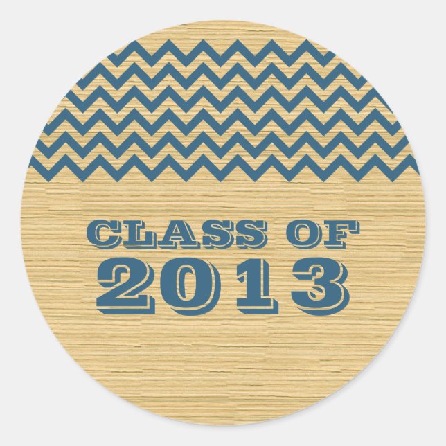 Blue Rustic Chevron Graduation Stickers (Front)