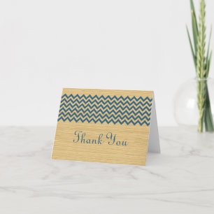 Blue Rustic Chevron Thank You Card