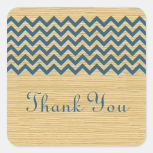 Blue Rustic Chevron Thank You Stickers