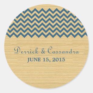 Blue Rustic Chevron Wedding Stickers