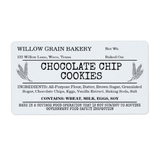 Blue Rustic Cottage Chocolate Chip Cookie Label