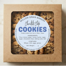 Blue Rustic Cottage Cookie Ingredient List Sticker