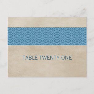 Blue Rustic Damask Table Number Postcard