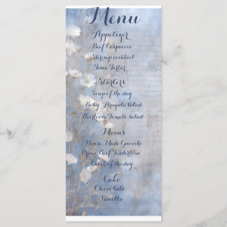 Blue rustic dinner menu