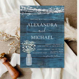 Blue Rustic Farmhouse Baby's Breath Jar Wedding