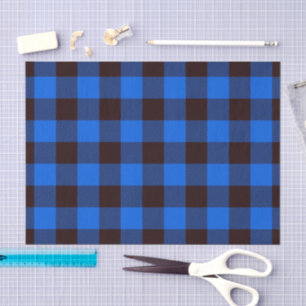 Blue Rustic Farmhouse Buffalo Checks Plaid Pattern Tissue Paper
